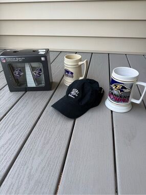 Baltimore Ravens NFL Steins Hat & Glasses Lot